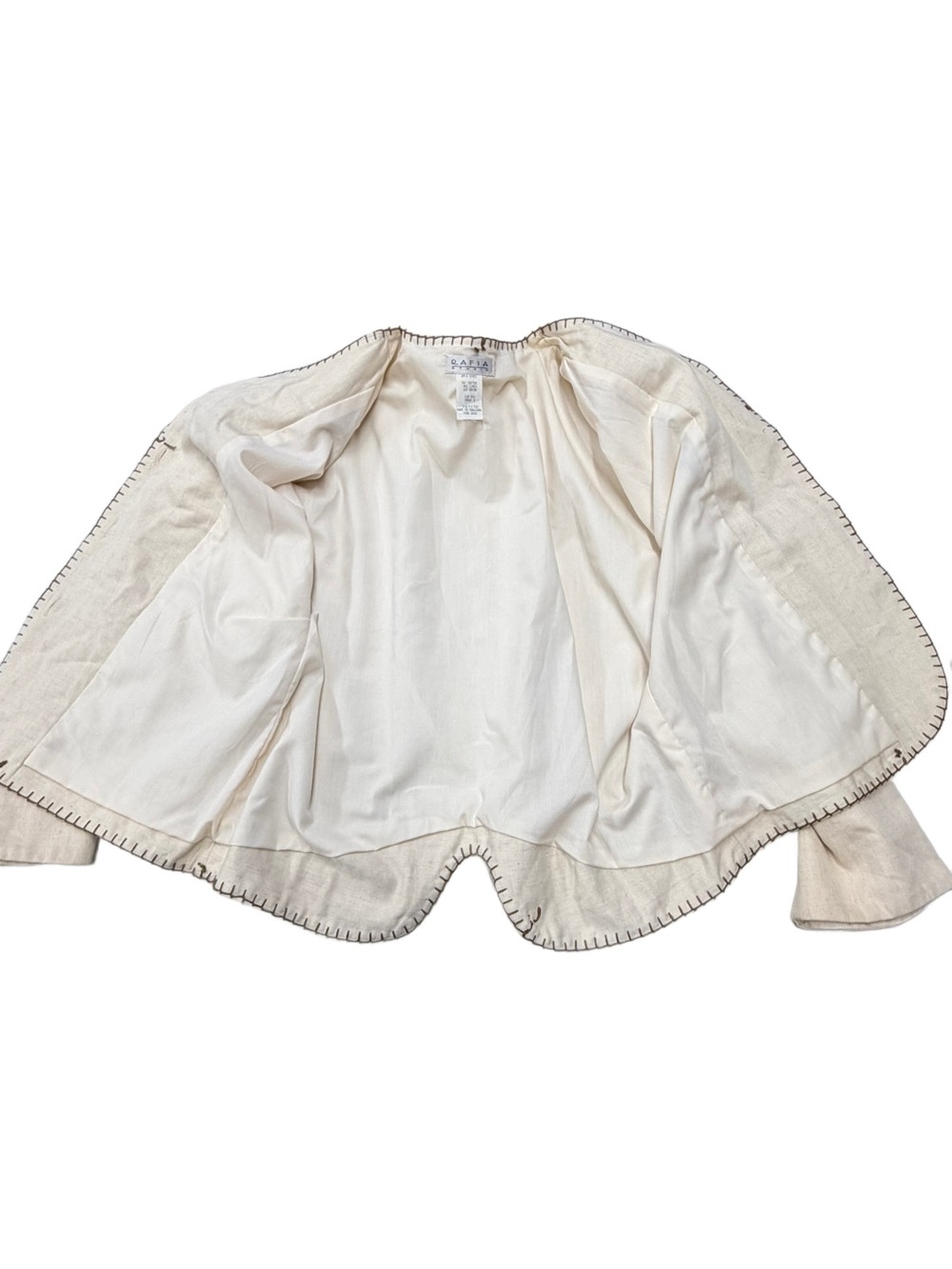 Vintage Rafia Studio Linen Cotton Art Wear Jacket Petite Fish Dancer Chevron EUC - Picture 2 of 10